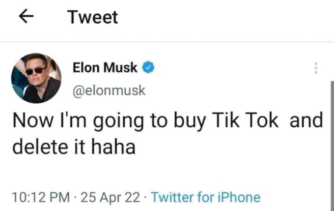 Một bức ảnh chế rằng Musk sẽ mua TikTok.